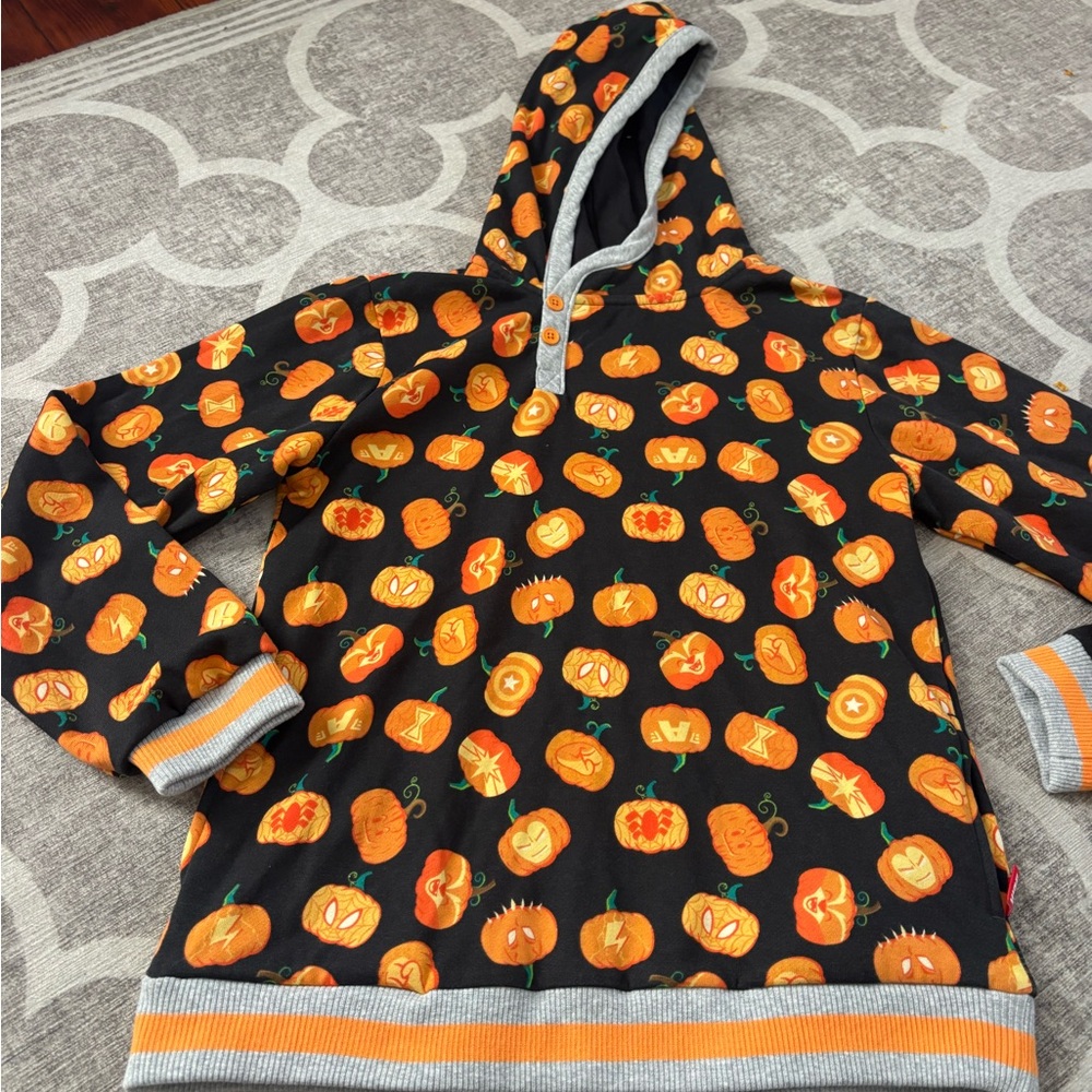 Marvel Pumpkin Patterned Hoodie with Orange and Black